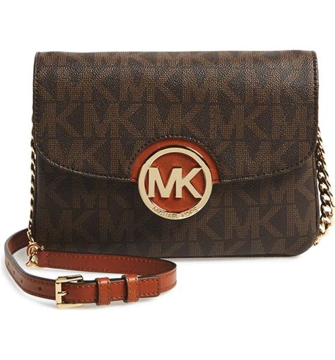 michael kors fulton flap crossbody brown|Michael Kors fulton leather bag.